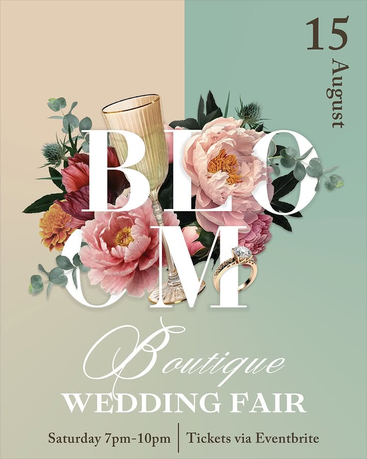 The countdown is on to the Bloom Boutique Wedding Fair!

Whether you've just said "yes" or you're putting the finishing touches on your big day, this is the perfect opportunity to connect with incredible wedding professionals, discover new ideas and tick off your wedding planning checklist.

Get your tickets before they're gone!